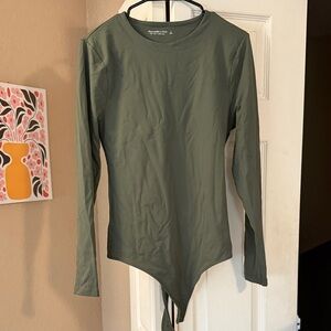 Abercrombie & Fitch Olive Long Sleeve Bodysuit